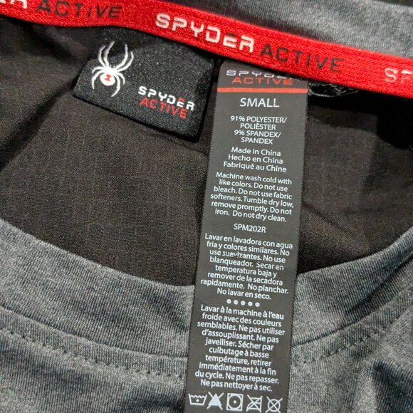 Spyder Active Men's Color Block Sport Top Small, Black Gray with Red Accents - Picture 9 of 11